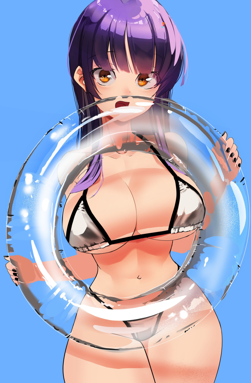 1girls big_breasts bikini breasts busty character_request child_bearing_hips cleavage curvy female female_only large_breasts legs long_hair looking_at_viewer navel purple_hair smile solo swimsuit thick_thighs thighs thong_bikini tngkbmarlon voluptuous wide_hips yellow_eyes