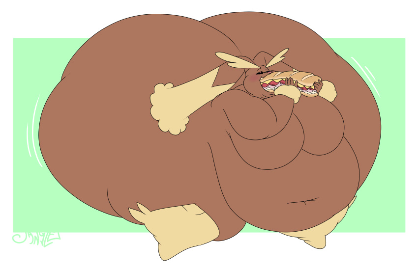 1girls anthro ass ass_bigger_than_body ass_bigger_than_head belly belly_overhang breasts brown_fur bunny eating_food fat feederism female female_focus female_only food food_play furry generation_4_pokemon hips hyper hyper_ass hyper_breasts jangleforks lagomorph lagomorph_humanoid large_ass large_belly large_breasts lopunny nintendo nude nude_female obese obese_female overweight overweight_female pokemon pokemon_(species) rabbit sandwich sandwich_(food) stomach sub thick_thighs thighs weight_gain wide_hips