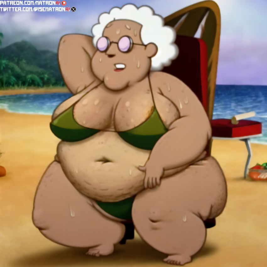 4k ai_generated bbw big_belly big_breasts bikini breasts cartoon_network cellulite courage_the_cowardly_dog female female_only gilf glasses granny highres large_ass matronai_(artist) mature mature_female mature_woman muriel_bagge patreon patreon_username pinup solo solo_female solo_focus ssbbw stable_diffusion sweat swimsuit thick_thighs twitter_username white_hair wide_hips