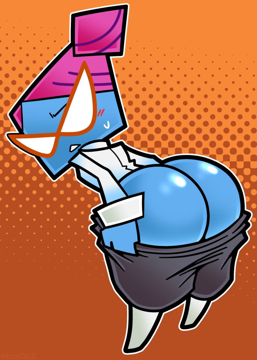 1girls ass ass_focus bent_over big_ass blue_body blue_skin bottom_heavy clothed clothing female female_only glasses hi_res huge_ass looking_back mario_(series) nastasia nintendo no_underwear pants pants_down paper_mario pink_hair presenting presenting_hindquarters solo stashamber_(artist) super_paper_mario sweatdrop