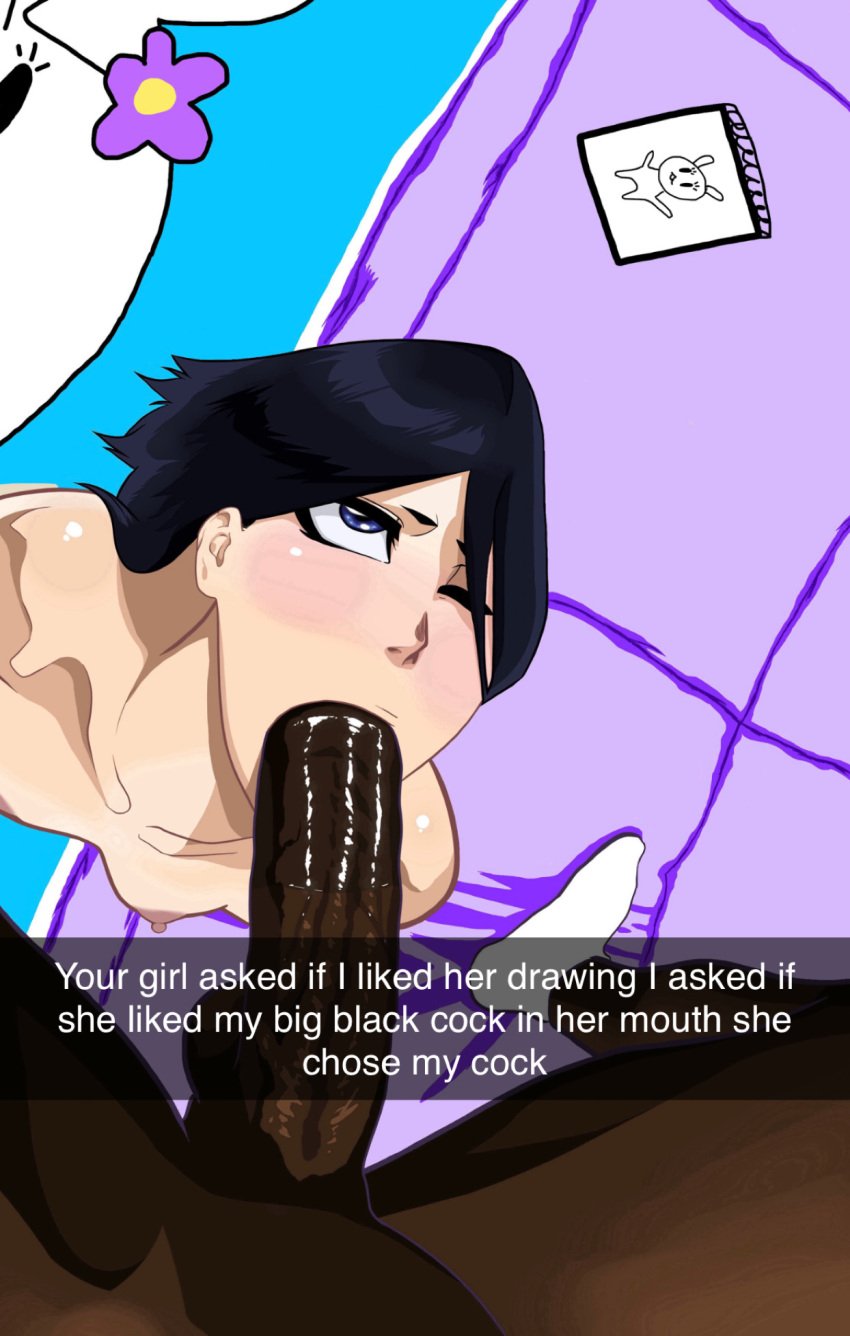 1boy 1girls asian bad_art big_penis black_hair bleach bleach:_the_thousand-year_blood_war blowjob breasts bunny_ears carpet couch cute dark-skinned_male darkermode dirty_talk eyes_rolling_back female fringe implied_deepthroat interracial kneeling kuchiki_rukia light-skinned_female long_penis looking_at_viewer medium_hair nude oral pale-skinned_female penis_in_mouth petite pov pulling_out purple_eyes rabbit shoulder_length_hair shoulders skinny slim sloppy sloppy_blowjob small_breasts snapchat socks standing teenager tits_out wet