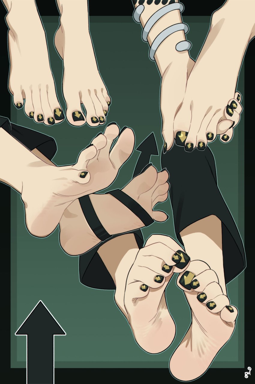 curled_toes feet fingerlike_toes flexible_toes foot_fetish foot_focus greek_toe long_toes medusa_gorgon mohoshadream painted_nails pinched_toes scrunched_toes soles soul_eater tagme wrinkled_feet wrinkled_soles