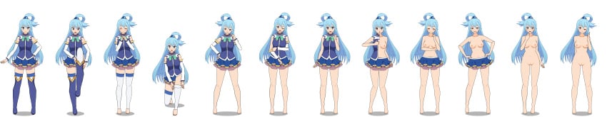 aqua_(konosuba) kisekae kono_subarashii_sekai_ni_shukufuku_wo! nipples nude pussy solo sprite_sheet strip_poker_night_at_the_inventory tagme transparent_background undressing