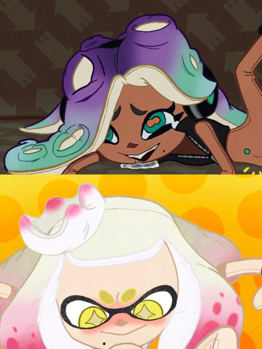 absurd_res animate_inanimate bodily_fluids drooling duo female hi_res humanoid living_plushie male male/female marina_(splatoon) nintendo paradia-ex pearl_(splatoon) plushie plushophilia saliva splatoon stitches tears