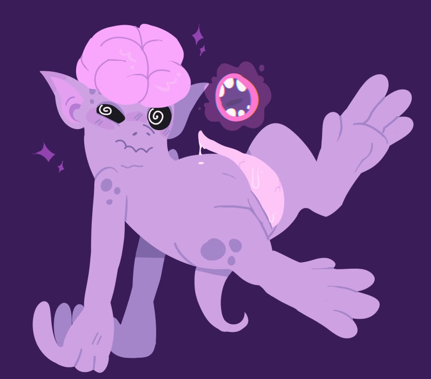 anthro chimekeeperderg_(artist) exposed_brain feet genital_slit levitating lineless looking_sideways my_singing_monsters not_furry pink_cock pointy_ears self_upload swirly_eyes tapering_penis theremind