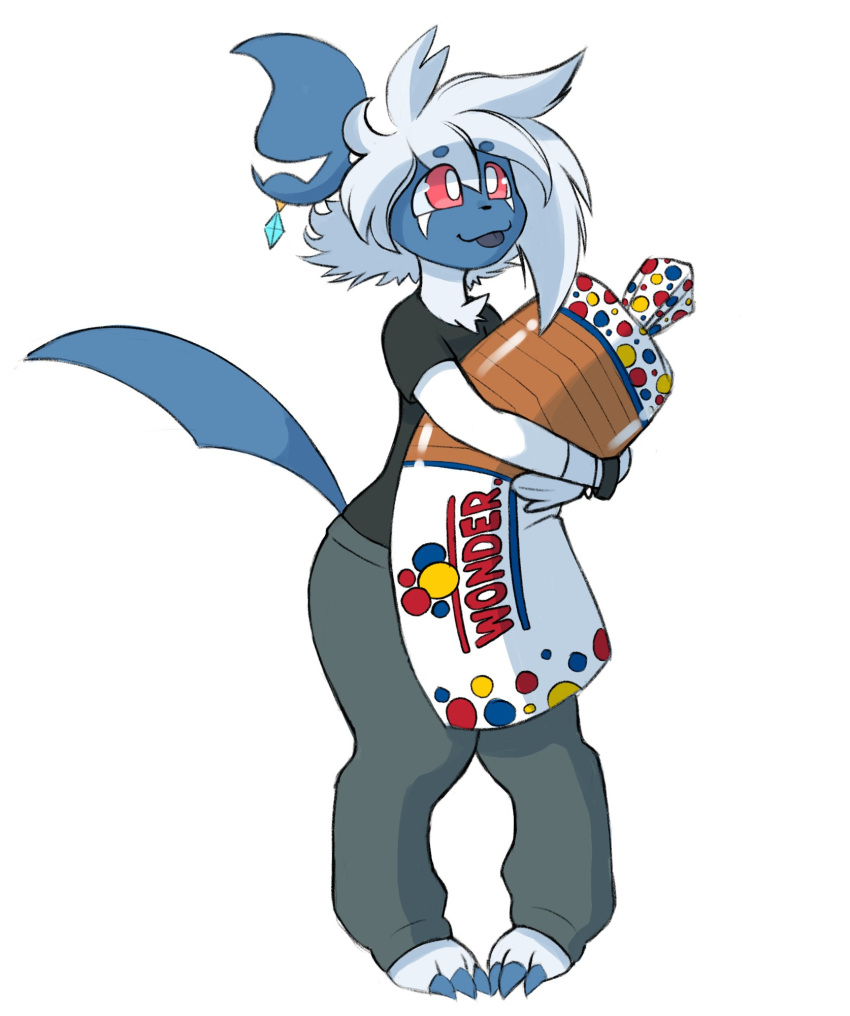 absol big_breasts blue_skin borky-draws bread buns female_pokemon furry furry_female pokemon pokemon_(species) pony_tail roux tail white_fur wonder_bread