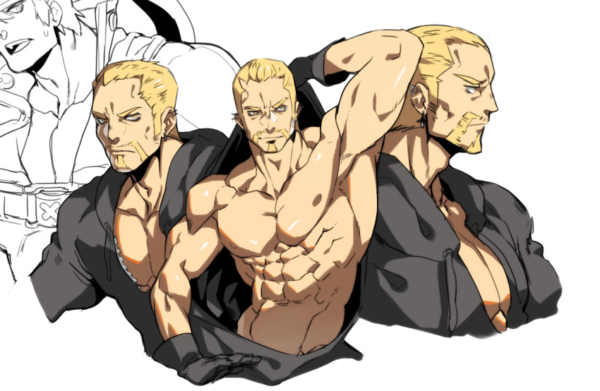 bara blonde_hair card cloak facial_hair gloves kingdom_hearts luxord male male_only muscles muscular na_insoo nobody_(kingdom_hearts) organization_xiii playing_card rennik shirtless solo solo_male