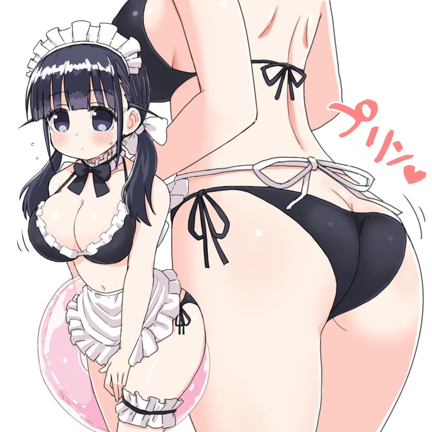 apron ass bikini cleavage female large_breasts maid_bikini maid_headdress naitou_kouse solo tagme