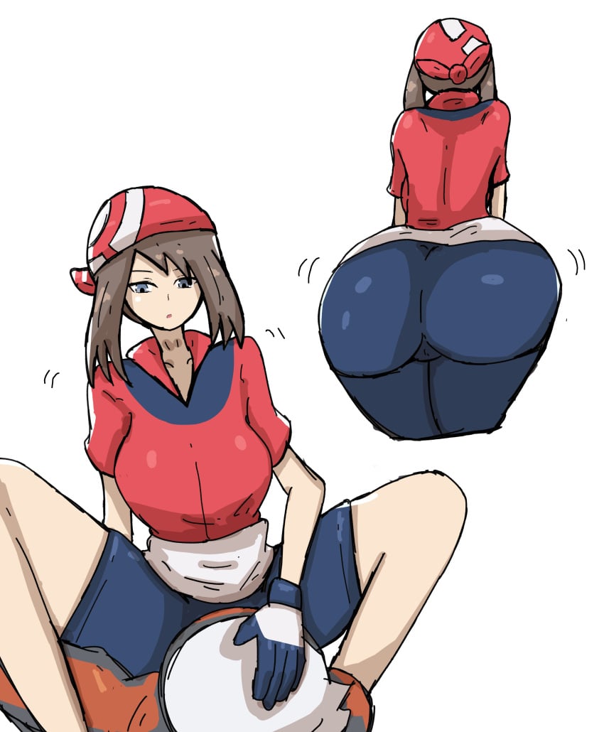 ass big_ass breasts brendan_(pokemon) brendan_(pokemon_rs) fat_ass_teen female female_focus huge_ass looking_at_viewer looking_back looking_back_at_viewer may_(pokemon) may_(pokemon_rs) pokemon pokemon_rse tagme