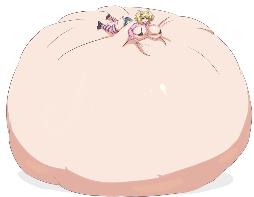 1girls belly_bigger_than_body belly_bigger_than_building hyper_belly long_hair lying_on_self meat_wall_(body_type) solo_female tagme thegreatday_(artist)