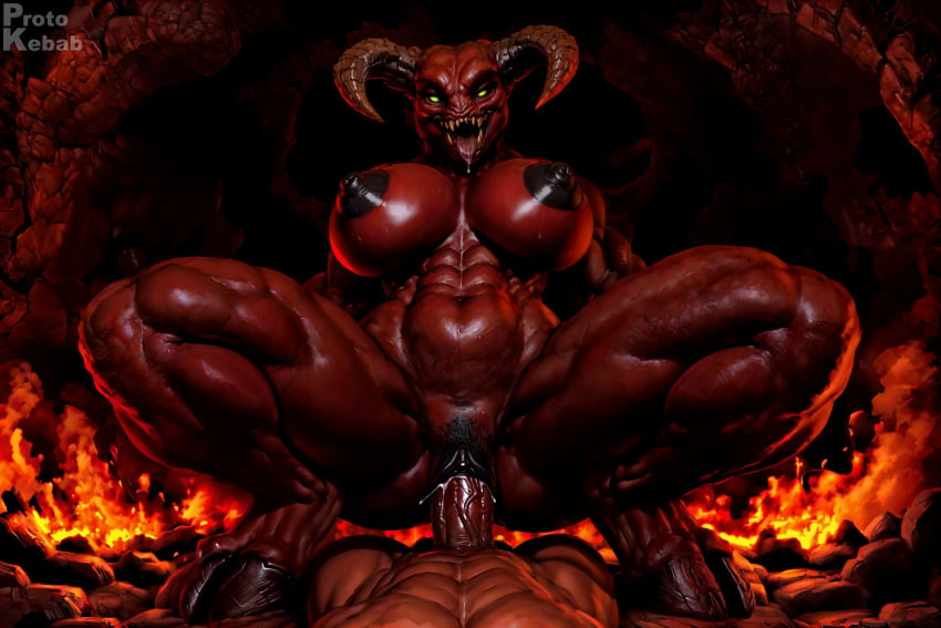 abs ai_generated baron_of_hell_(doom) black_nipples black_pussy cave cloven_hooves cowgirl_position cum cum_in_pussy cum_inside demon demon_girl demon_horns digitigrade dominant_female domination doom drooling female_on_top female_penetrated fire first_person_view green_eyes hell hooves horn horned_humanoid horns huge_breasts human_on_humanoid larger_female looking_at_viewer looking_down looking_down_at_viewer looking_pleasured male/female male_penetrating_female male_pov monster monster_girl muscular muscular_arms muscular_legs muscular_thighs navel no_irises no_sclera pov pov_eye_contact protokebab puffy_nipples puffy_pussy pussy pussy_juice red_body red_skin sharp_teeth spread_legs spreading squatting squatting_cowgirl_position stable_diffusion submissive submissive_male submissive_pov tongue_out vagina vaginal_insertion vaginal_penetration vaginal_sex