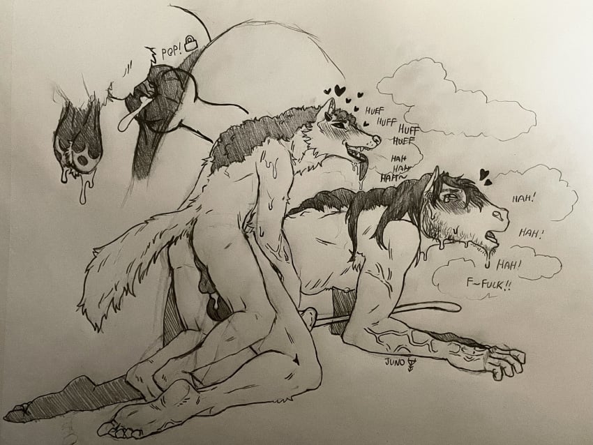 absurd_res animal_genitalia animal_penis anthro anus ass backsack balls bison blush bodily_fluids bovid bovine buck_(makoyino) canid canine canis cum cum_inside cum_while_penetrated ejaculation english_text equid equine equine_anus equine_genitalia equine_penis facial_hair genital_fluids genitals gynomorph gynomorph/male hair heart_symbol hi_res horn horse hybrid intersex intersex/male jane_(makoyino) knot knotted_penis makoyino male mammal mane mane_hair musk musk_clouds penetration penis profanity puffy_anus sweat tail tears text wolf