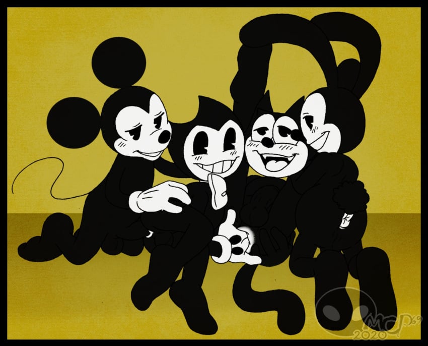 4boys anus anus_focus anus_peek balls ballsack bendy bendy_and_the_ink_machine bendy_the_dancing_demon disney dreamworks feline felix_the_cat felix_the_cat_(series) fingers fingers_in_ass joey_drew_studios male male_only mickey_mouse mouse orgy oswald oswald_(character) oswald_the_lucky_rabbit penis penis_in_ass penis_out public_domain rabbit simple_background simple_shading universal_studios