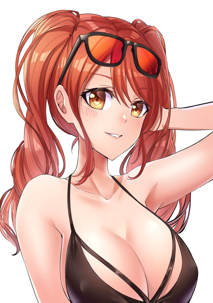 big_breasts blush d4dj kougami seto_rika sunglasses swimsuit