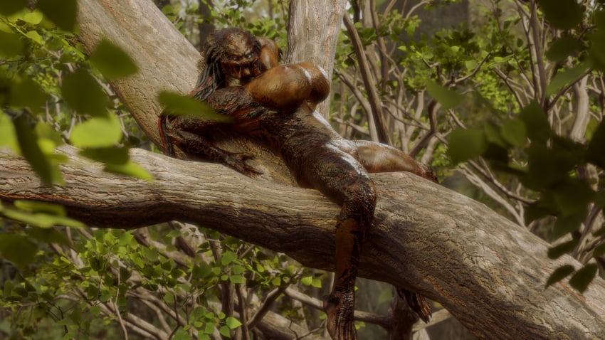 alien_girl female_yautja forest outdoors predator/prey predator_(franchise) solo tree yautja