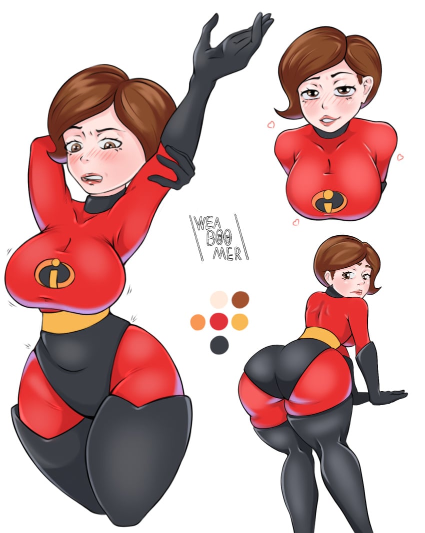 1girls brown_hair chest elastigirl fat_ass female female_only helen_parr hips huge_ass huge_breasts latex mature mature_female milf pixar pixar_mom short_hair superhero the_incredibles