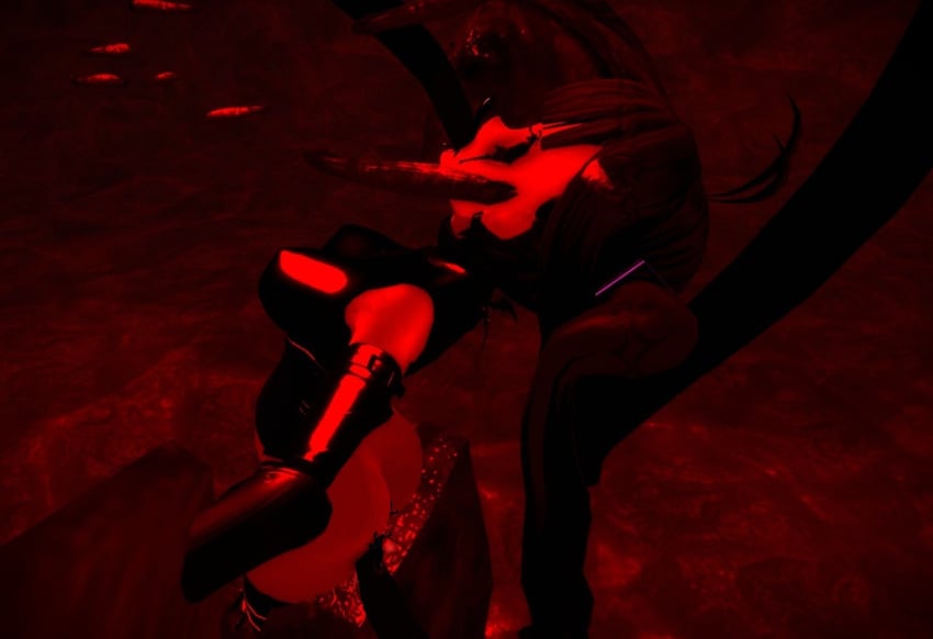 all_the_way_through corrupted dead death female female_death filled_belly flesh garry's_mod latex_suit leeches restrained succubus tentacle underwater