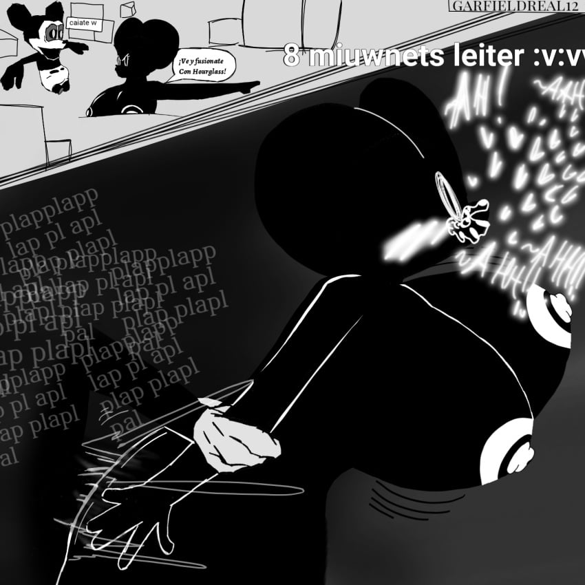 1boy 1girls ass big_ass big_tits black_background black_body crying crying_with_eyes_open dancing five_nights_at_treasure_island garfieldreal12 gray_background hello_boy_what_are_you_doing_here meme mickey_mouse mother_(oblitus_casa) oblitus_casa public_domain rule_63 spanish_text straight text text_bubble the_face vaginal_penetration