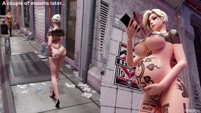 3d endlessabyss hand_on_belly large_breasts mercy overwatch pregnant queen_of_spades round_breasts self_upload tattoo_on_arm tattoo_on_belly tattoo_on_breast tattoo_on_butt tattoo_on_chest tattoo_on_face tattoo_on_legs tattooed_arm tattoos watermark