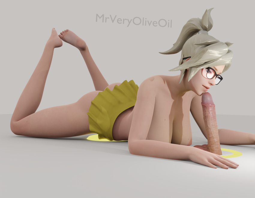 1futa 3d balls big_ass big_breasts big_penis blue_eyes bottomless_skirt dickgirl erection erection_under_clothes erection_under_skirt futa_only futanari glasses imminent_oral intersex mercy mrveryoliveoil overwatch penis penis_out penis_under_clothes penis_under_skirt plain_background portal portal_autofellatio portal_selfcest skirt solo solo_futa topless