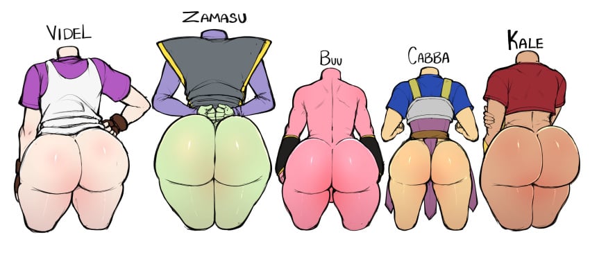 2girls 3boys ass ass_chart ass_comparison ass_size_chart big_ass blackwhiplash both_sexes_in_same_situation bwl cabba character_sheet cropped_legs dragon_ball dragon_ball_super dragon_ball_z female femboy green_skin headless huge_ass huge_butt kale kid_buu male multiple_boys multiple_girls pink_skin tagme thick_thighs videl wide_hips zamasu