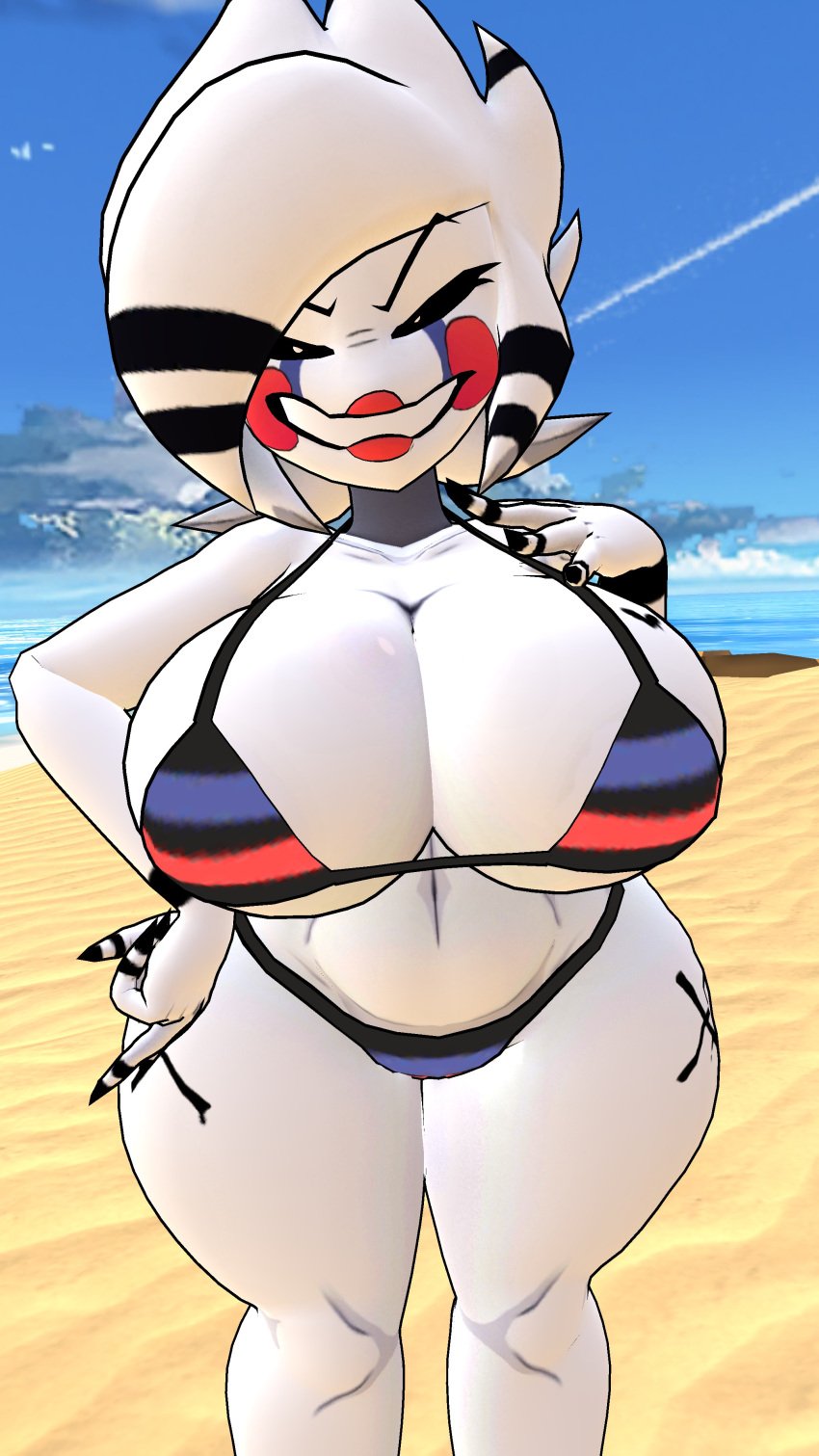 2020s 2023 3d 3d_model beach big_breasts big_butt bikini bikini_bottom bikini_top black_sclera blue_sky cally3d clazzey cryptiacurves evil_grin evil_smile fazclaire's_nightclub five_nights_at_freddy's five_nights_at_freddy's_2 fnaf fredina's_nightclub grin hand_on_breast hi_res high_resolution highres huge_breasts large_breasts marie_(cally3d) marie_(cryptia) marionette_(fnaf) puppet_(cally3d) puppet_(fnaf) scottgames smile solo tagme thick thick_thighs voluptuous voluptuous_female vrchat vrchat_avatar vrchat_model white_body white_pupils white_skin wide_hips