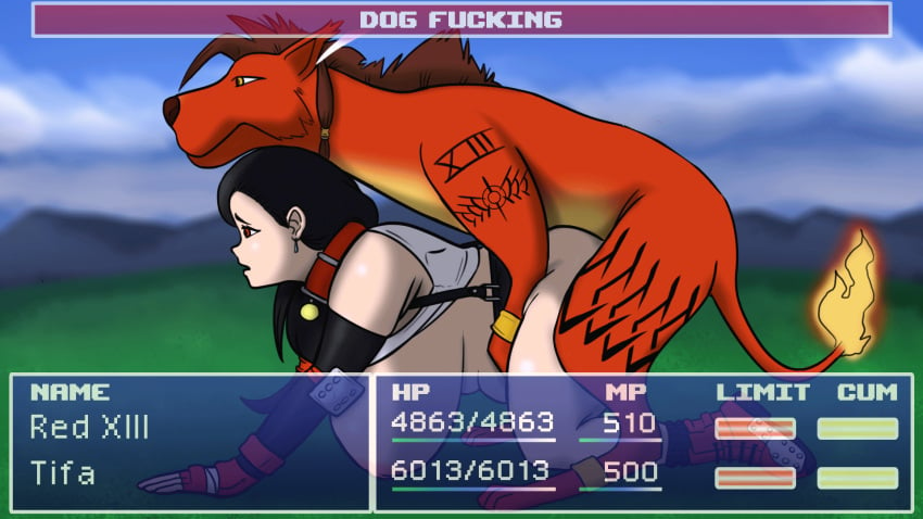 ambiguous_penetration animated belly big_breasts bouncing_breasts breasts canid canine canis chubby_female domestic_dog duo female female_on_feral feral feral_penetrating feral_penetrating_female feral_penetrating_human final_fantasy final_fantasy_vii health_bar hi_res huge_breasts human human_on_feral human_penetrated interspecies jellomallo jiggling_butt male male/female mammal penetration red_xiii sex square_enix tifa_lockhart uncomfortable user_interface video_games zoophilia