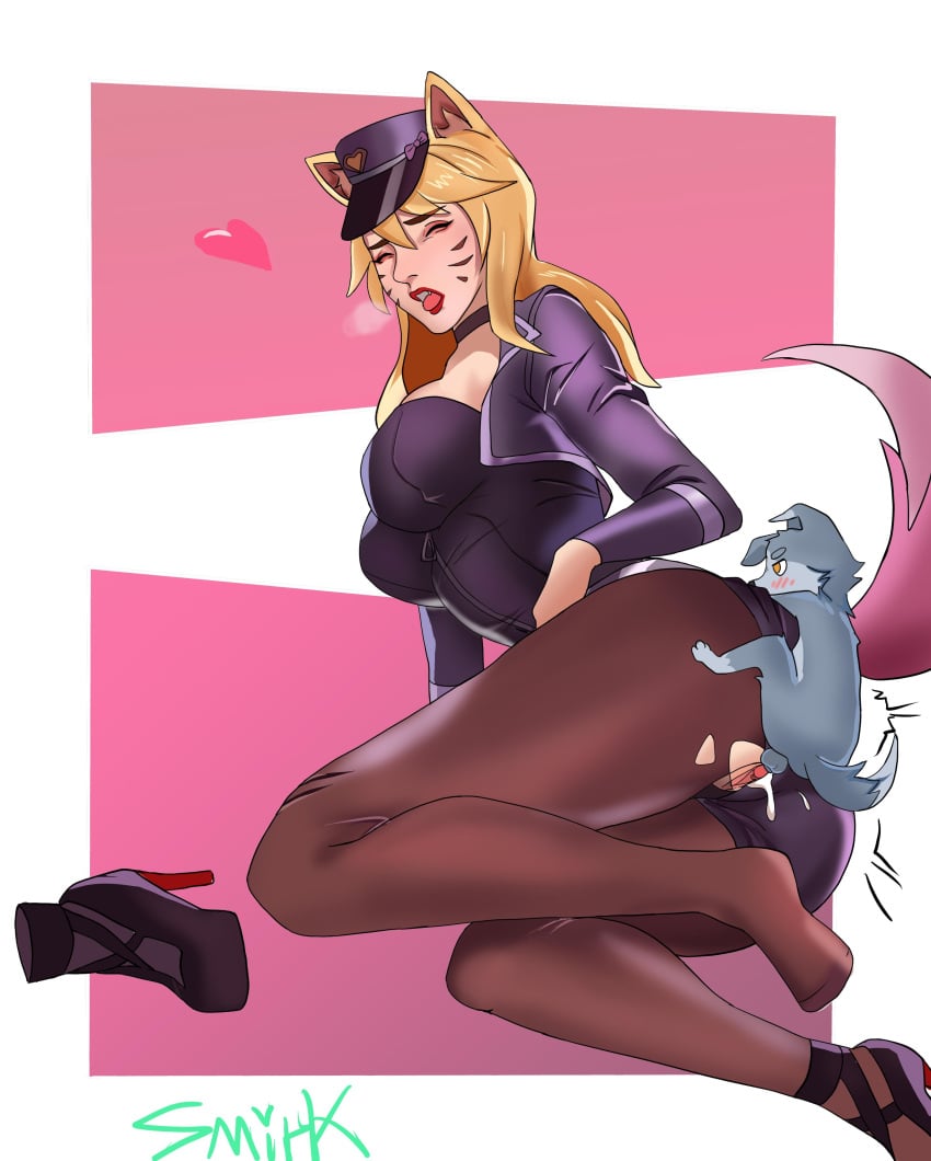 9_tails ahri balls balls_deep black_legwear black_panties black_pantyhose blonde_hair breasts butt_to_butt canine costume cum_in_pussy dog_ears dog_tail endured_face enduring_face female_penetrated feral feral_on_female feral_on_human fox fox_ears fox_girl fox_humanoid fox_tail high_heels k/da_ahri knot knotted_penis knotting larger_female league_of_legends league_of_legends:_wild_rift leggings legwear looking_back lying lying_on_side moaning nine_tailed_fox pantyhose penetration penis penis_in_pussy popstar_ahri riding ripped_clothing ripped_pantyhose ripped_stockings shorts small_dom_big_sub small_penis smaller_male sperm tiny_penis torn_bottomwear torn_clothes torn_clothing torn_legwear torn_pantyhose vastaya yellow_hair zoophilia