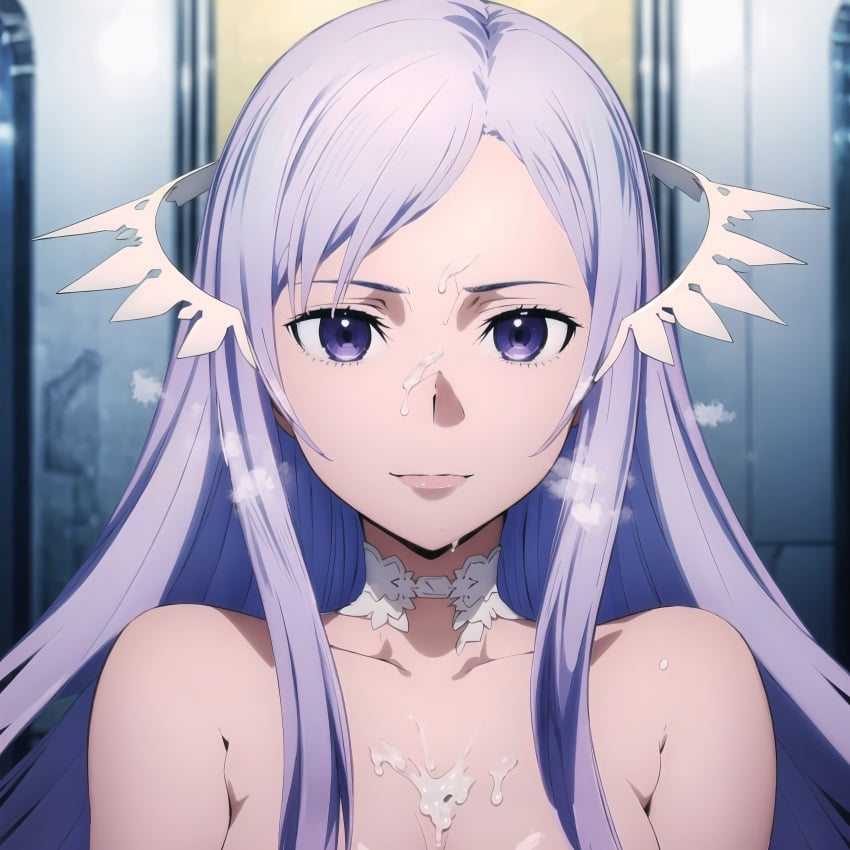 1:1_aspect_ratio ai_generated facial female high_resolution indoors light-skinned light-skinned_female light_skin long_hair looking_at_viewer nude purple_eyes purple_hair quinella_(sword_art_online) semen semen_on_body solo sword_art_online sword_art_online_alicization very_high_resolution