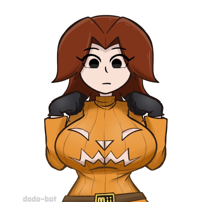 2d breasts dodo-bot halloween mii mii_gunner mii_gunner_(smash_4) mob_face nintendo super_smash_bros.