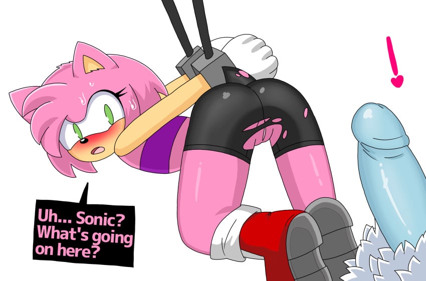 1boy amy_rose ass bike_shorts bondage captured exposed_pussy female furry gooeydino imminent_sex lewderthanblue mating_season no_escape no_panties penis ripped_pants sonic_(series) sonic_the_hedgehog sonic_the_hedgehog_(series) sonic_the_werehog sports_bra sportswear tied_up torn_bike_shorts werehog