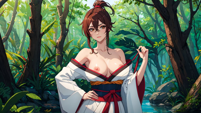 ai_generated big_breasts forest jigokuraku lxlbanner nude yamada_asaemon_sagiri