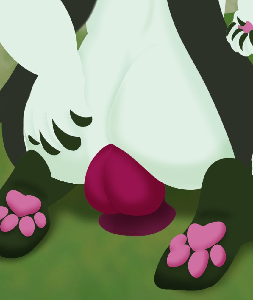 2023 4:3 ambiguous_gender anal anal_sex animal_genitalia animal_penis anthro ass balls canine_genitalia canine_penis colored digital_drawing_(artwork) digital_media_(artwork) dildo feet felid feline fur game_freak generation_9_pokemon genitals green_body green_fur hand_on_butt hi_res knot mammal meowscarada nintendo nude pawpads penetration penis pokemon pokemon_(species) pokemon_sv sex_toy shaded simple_background solo solo_focus unklesanik watermark