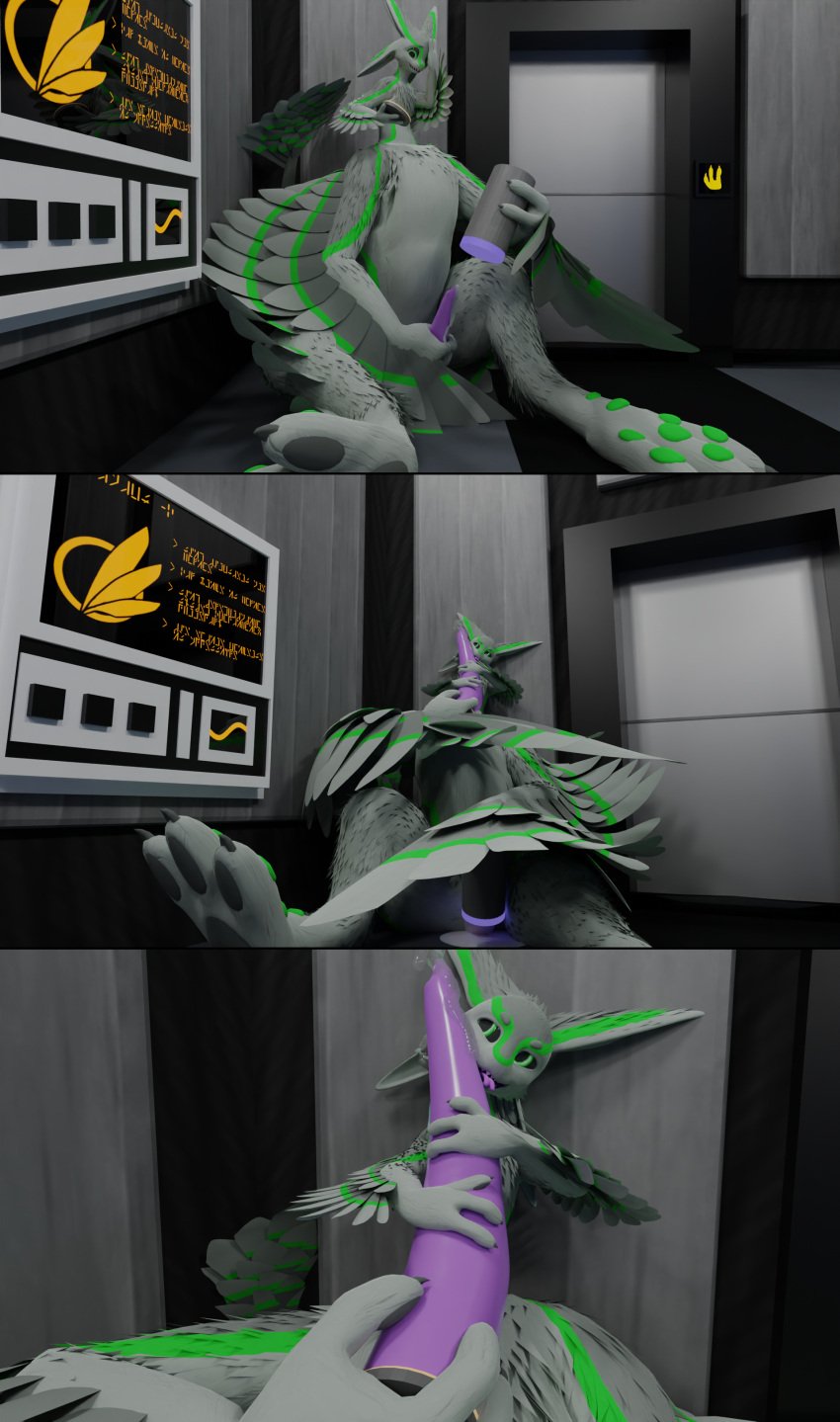 1boy 2020s 2023 3_fingers 3_toes 3d_(artwork) 4_ears aaron_(avali) abluecheese absurd_res anthro autofellatio avali avali_logo avali_scratch_text avali_taur avian avian_taur big_feet big_penis biped biped_taur bodily_fluids claws constructed_language cum digital_media_(artwork) digitigrade embrace feather_tuft feathered_wings feathers feet fictional_language fingers genital_fluids genitals green_body green_eyes green_feathers green_scutes grey_body grey_claws grey_feathers grey_head grey_pawpads grey_sclera grey_wall grey_wings hand_on_own_head hand_on_own_penis hand_print hand_scanner hi_res holding_object holding_penetrable_sex_toy holding_sex_toy hug huge_cock hugging_own_penis long_ears long_neck looking_at_genitalia looking_at_object looking_at_own_penis looking_at_penis looking_at_self looking_at_sex_toy male male_(lore) masturbation multi_ear nude oral oral_masturbation pawpads paws penetrable_sex_toy penile penile_masturbation penis penis_hug portal portal_fleshlight portal_penis purple_penis rosavali rosebur sex_toy sitting sitting_on_ground small_upper_body solo tail tapering_penis taur text toes tuft winged_arms wings yellow_text