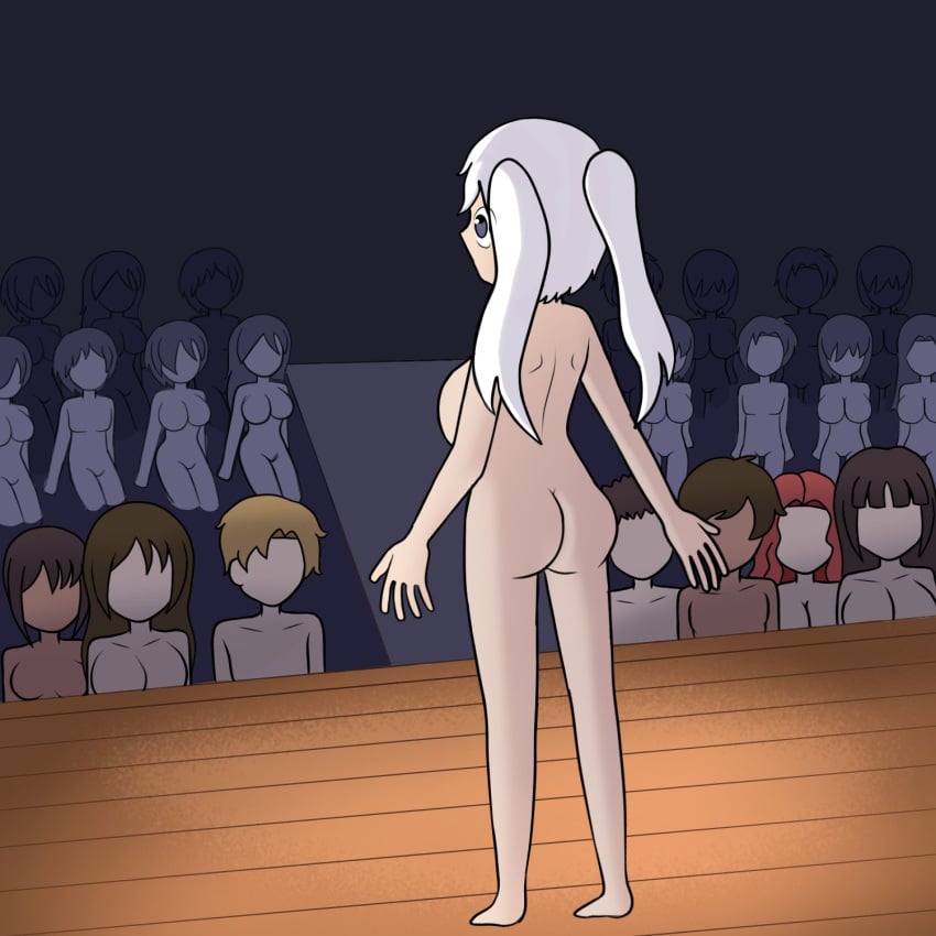 6+boys 6+girls ass barefoot breasts completely_nude completely_nude_female completely_nude_male female female_only long_hair mrwings nipples nude nude_female nude_male nudist rin_(darkspider94) rin_inoue short_hair solo stage tied_up twintails white_hair