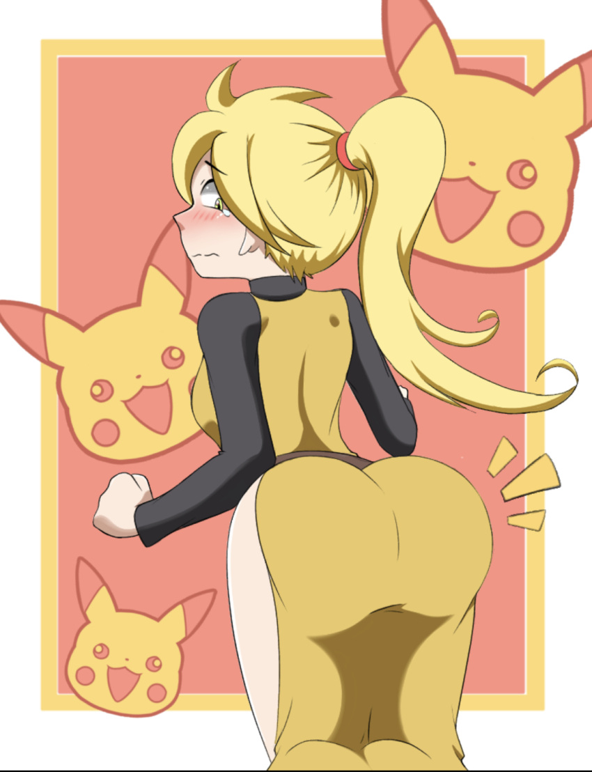 1girls alternate_breast_size alternate_costume alternate_outfit bikini blonde_hair blush breasts female hat long_hair nintendo pokeball pokemon pokemon_(manga) pokemon_adventures ponytail straw_hat underboob wide_hips yellow_(pokemon)