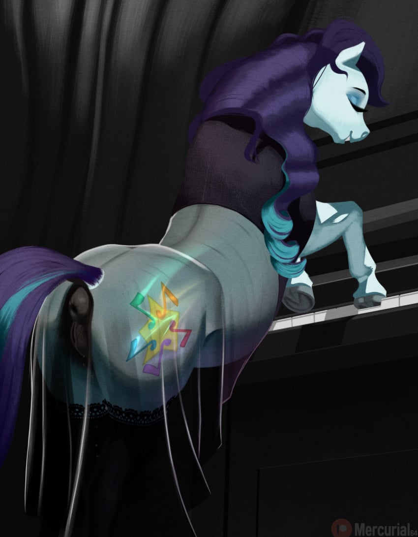 1girls 2023 anus blue_body closed_eyes coloratura_(mlp) cutie_mark equid equine equine_pussy eyelashes female female_only feral feral_only friendship_is_magic hooves mercurial64 my_little_pony patreon patreon_logo patreon_username piano playing_piano ponut pussy rear_view stockings teeth translucent_clothing