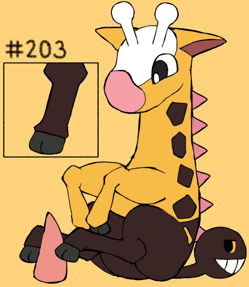 2023 ambiguous_gender digital_media_(artwork) duo erection feral generation_2_pokemon genitals girafarig hashtag hi_res hoof_fetish hoofjob_(hindlimbs) hooves id_number male nintendo number penis pokemon pokemon_(species) quadruped secretsableye sex simple_background tapering_penis text