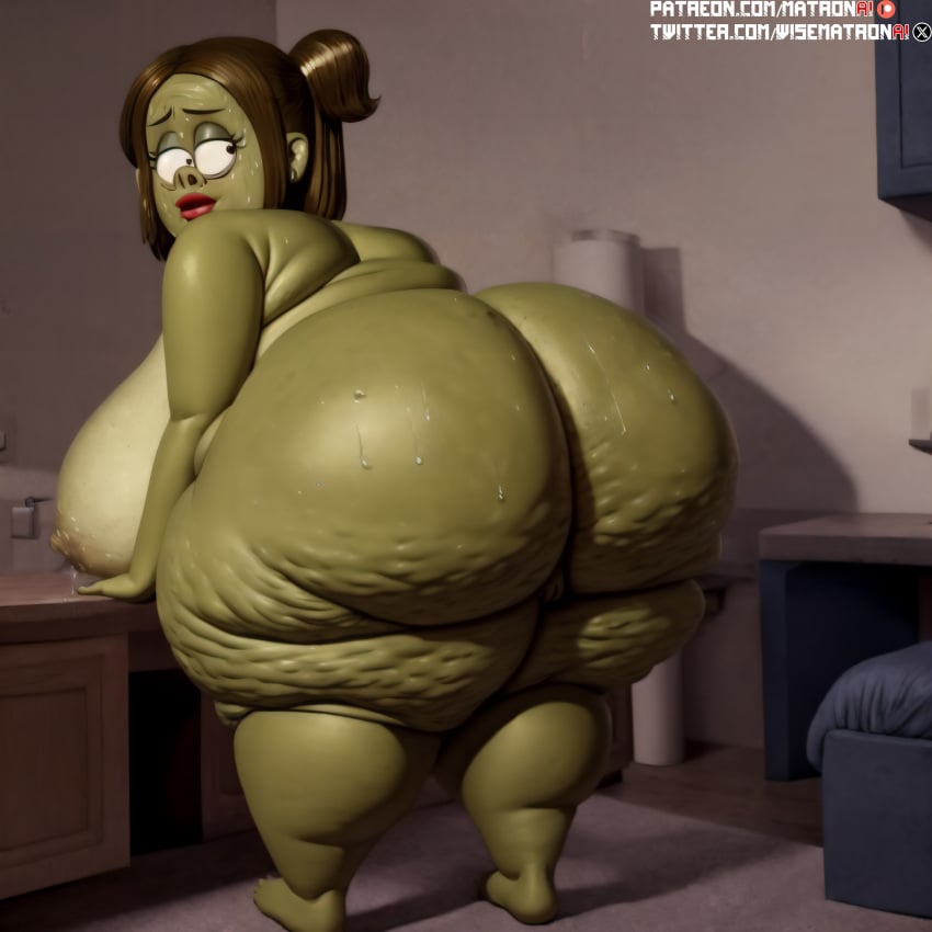 1girls 4k ai_generated bbw big_ass big_butt brown_hair butt_focus cartoon_network cellulite chubby_female fat feet female female_focus female_only green_skin highres hyper large_breasts matronai_(artist) nude nude_female obese obese_female patreon patreon_username pinup regular_show solo solo_female solo_focus ssbbw stable_diffusion starla_(regular_show) thick_thighs twitter_username wide_hips