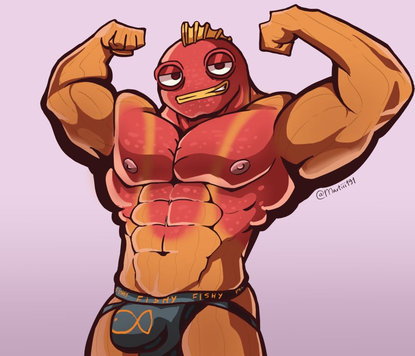 2023 abs alternate_version_available anthro anthro_focus anthro_only armpits athletic athletic_male balls big_balls big_breasts big_cock big_penis big_testicles bulge digital_drawing_(artwork) digital_media_(artwork) epic_games fish fish_thicc_(fortnite) fortnite fortnite:_battle_royale furry furry_male furry_only gay grin humanoid_genitalia humanoid_penis jockstrap looking_at_viewer male male_only martiii191 multiple_images muscular muscular_anthro muscular_male nipples orange_body pecs penis posing posing_for_the_viewer red_body smile solo solo_male sun_burn watermark