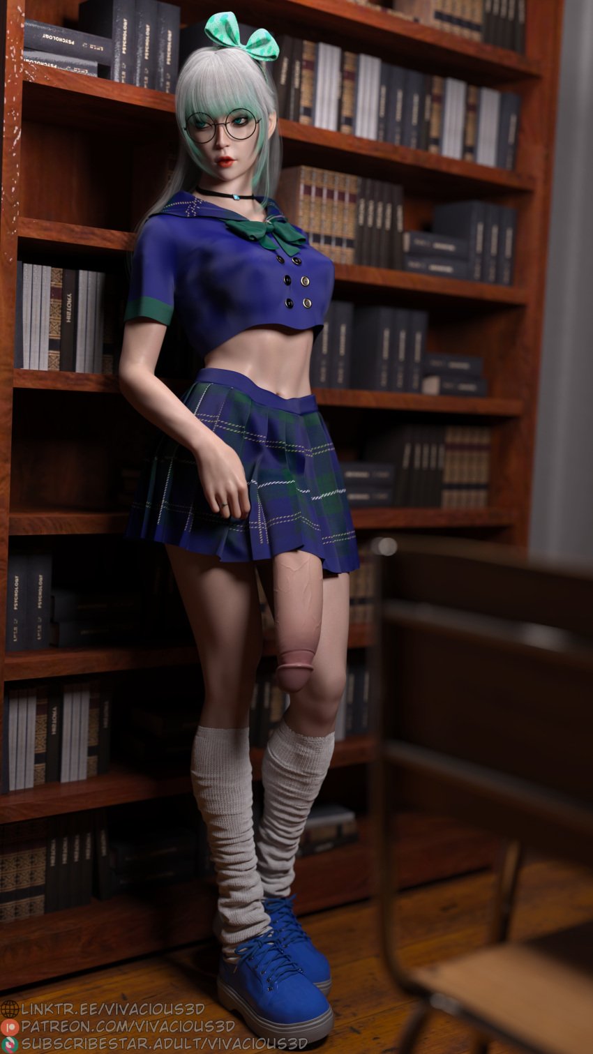 1futa 3d 3d_(artwork) 3dx dickgirl futa_only futanari huge_cock intersex large_penis original original_character penis penis_under_clothes school_uniform schoolgirl seifuku skirt solo_futa vivacious3d