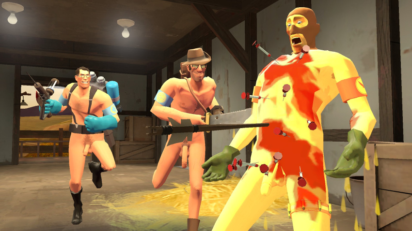 3d 3d_(artwork) balls ballsack bleeding blood blood_on_body blood_on_chest dick garry's_mod implied_pee killing looking_down male_only medic medic_(team_fortress_2) naked naked_male nude nude_male peeing penis sniper sniper_(team_fortress_2) spy spy_(team_fortress_2) team_fortress_2 tf2 urination urine weapon