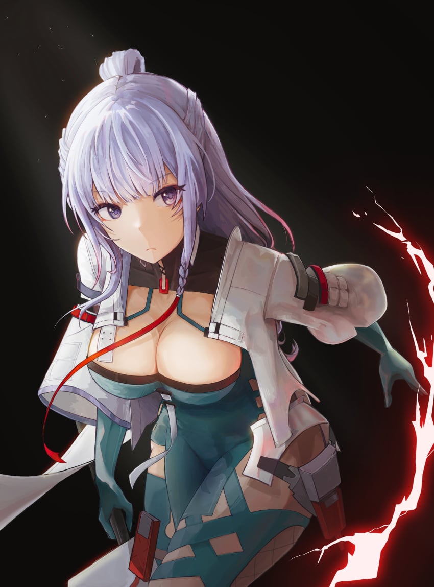 cleavage female female_only ji_chenxing purple_eyes snowbreak:_containment_zone tagme white_hair