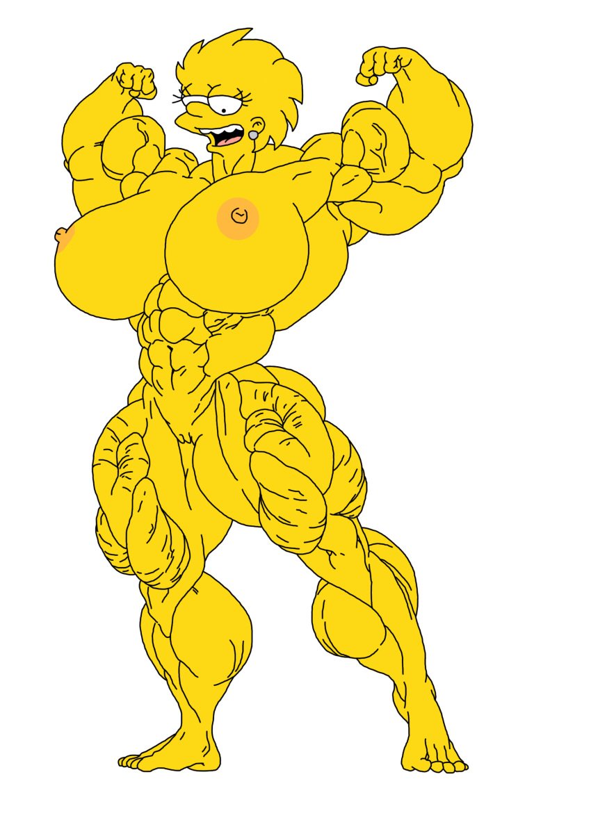 abs ass biceps big_breasts big_muscles breasts charfrog female huge_breasts huge_muscles large_breasts large_muscles lisa_simpson muscles muscular muscular_arms muscular_female muscular_legs muscular_thighs nipples pecs the_simpsons yellow_body