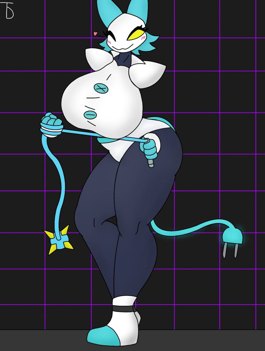 2d big_ass big_breasts breast_expansion clothed color deltarune female female_only it_me_dark robot robot_girl tagme tasque_manager_(deltarune) undertale_(series)