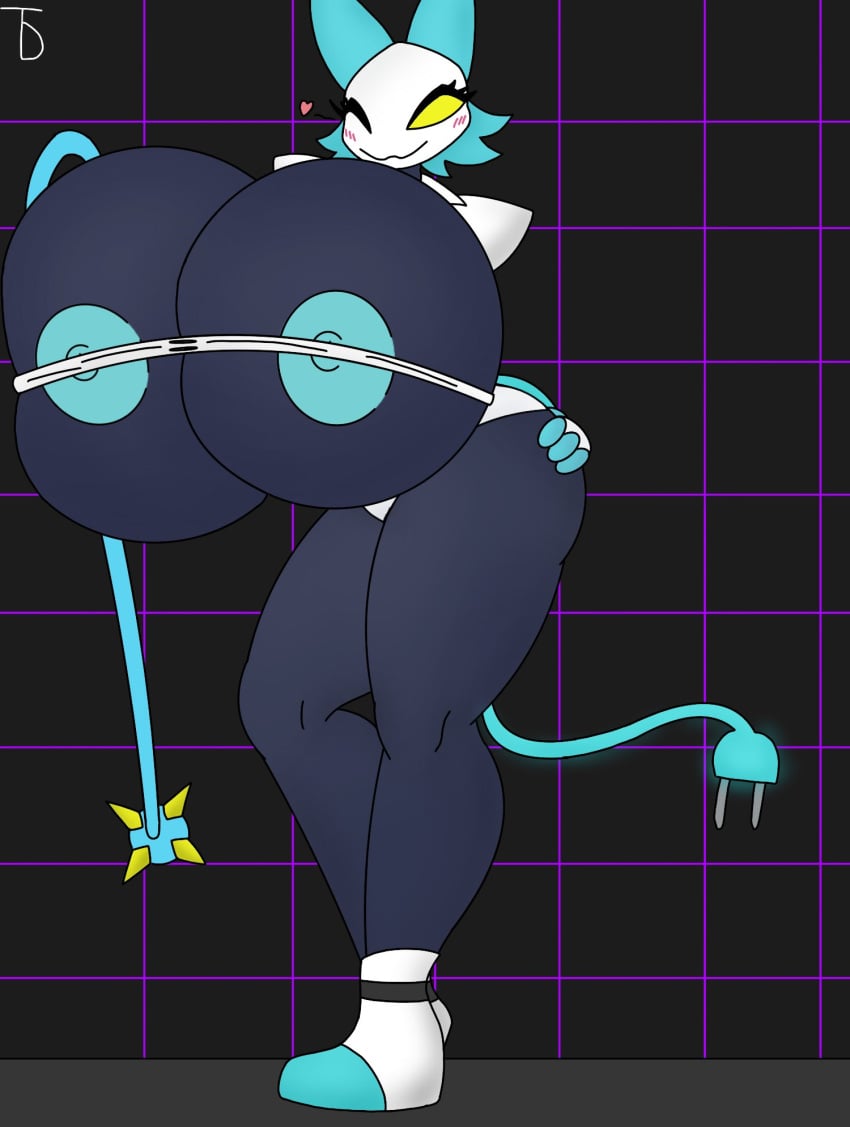 2d barely_clothed big_ass big_breasts boob_window breast_expansion breasts_bigger_than_head clothed color deltarune female female_only hyper hyper_breasts it_me_dark no_bra robot robot_girl tagme tasque_manager_(deltarune) top_heavy uncensored uncensored_breasts underboob undertale_(series)