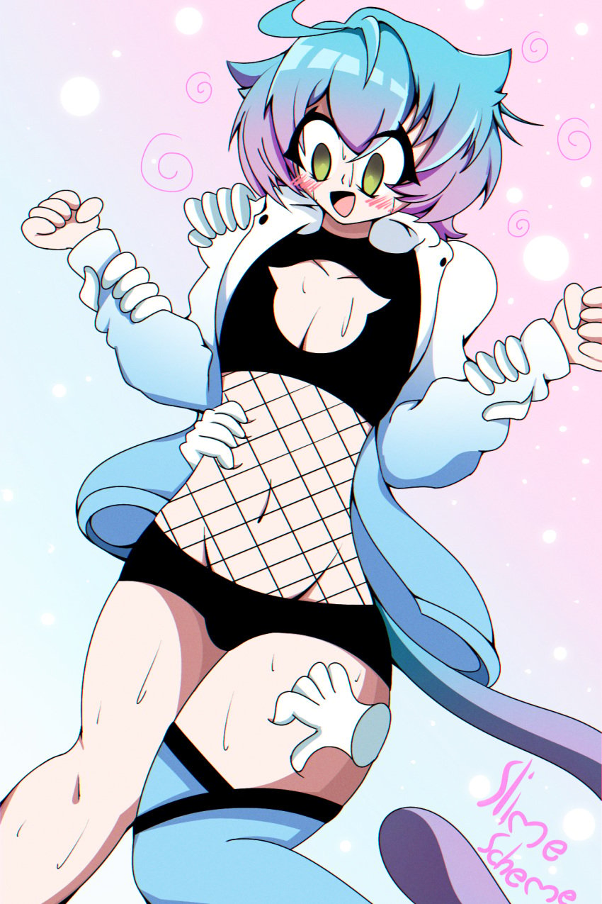 arms_up belly blue_hair blush cleavage disembodied_hands empty_eyes femboy femboysub fishnets fully_clothed gay grabbing groping held_down hypnosis indie_virtual_youtuber linechu male male_focus male_only mind_control mindbreak rape restrained slave slime_scheme submissive submissive_male sweat sweater thighs tight_clothing trap virtual_youtuber