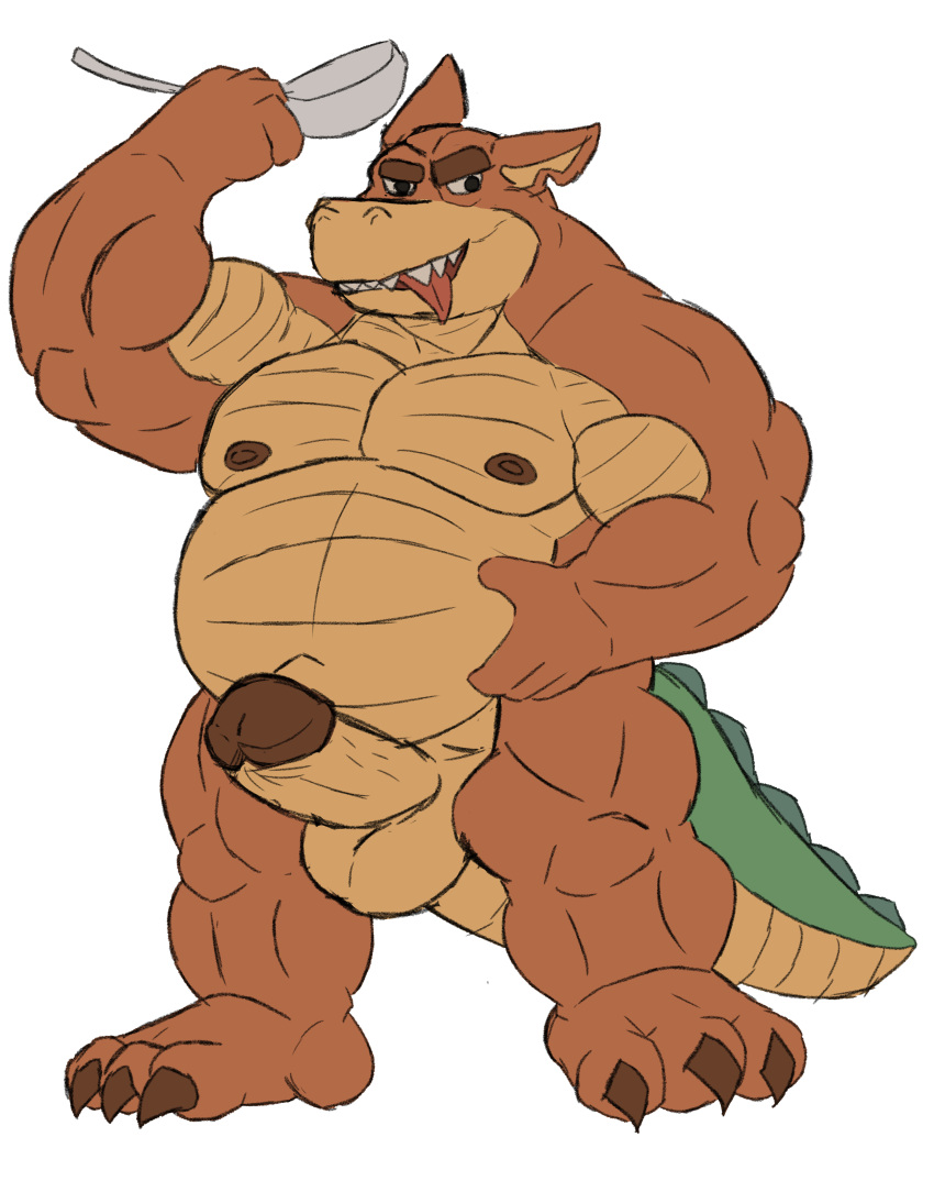 absurd_res activision alligator alligatorid amideo anthro balls barazoku belly biceps big_belly big_muscles bulge canid canine canis clothed clothing crash_(series) crocodile crocodilian crocodylid digital_media_(artwork) dingo dingodile erection flexing genitals hand_on_stomach hi_res holding_belly hybrid looking_at_viewer male male_only mammal mature_male moobs musclegut muscular muscular_anthro muscular_male nipples nude open_mouth overweight overweight_anthro overweight_male paws pecs penis pouring reptile scalie simple_background slightly_chubby solo tail tongue underwear