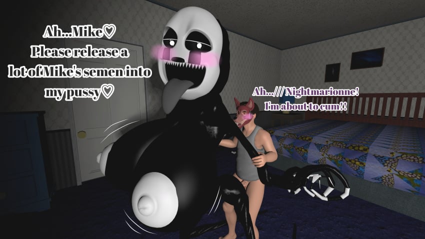 3d breasts cock_in_pussy female five_nights_at_freddy's five_nights_at_freddy's_4 fox_mask male male/female marimike marionette_(fnaf) michael_afton monster_fucker nightmare_waifu nightmarionne puppet_(fnaf) sex source_filmmaker swinging_breasts text white_nipples yuuki_momofox