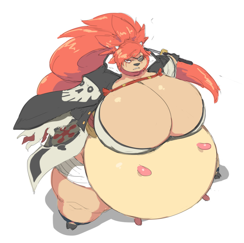 angry_face baiken big_belly big_breasts cow_transformation fat_woman glaring_at_viewer guilty_gear miltank obese obese_female pokemon pokemon_(species) pokemon_tf subakitsu transformation udders